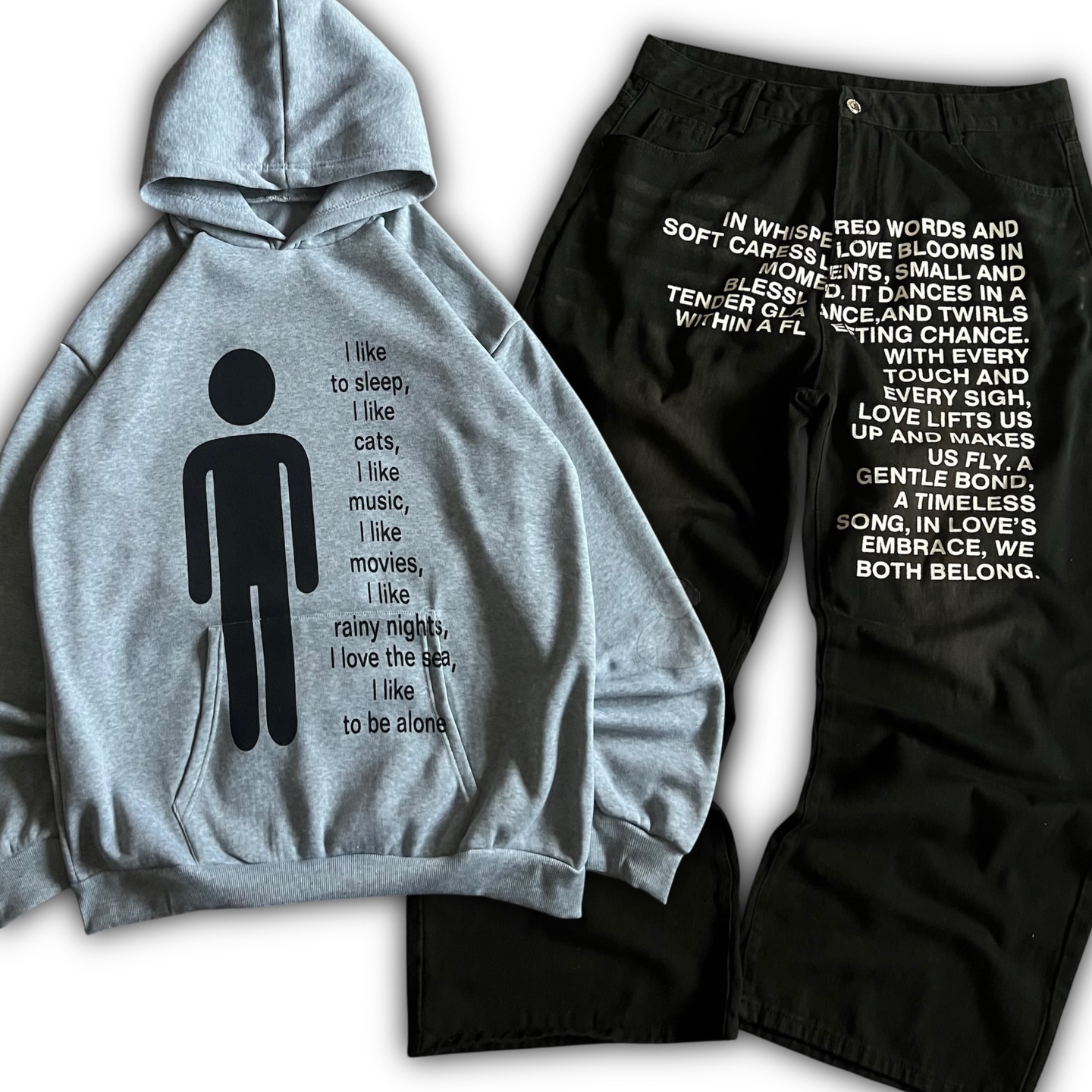 Women'S Fashion Hoodies - Jeans con Motivi Letterari Stile Americano