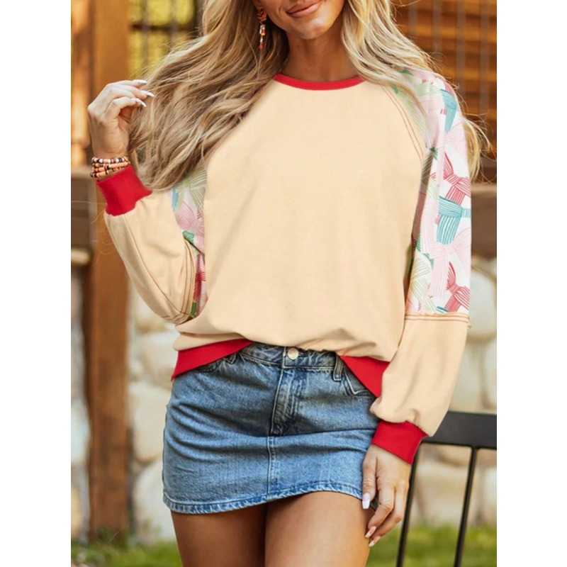 Women'S Fashion Hoodies - Felpa casual a maniche lunghe patchwork
