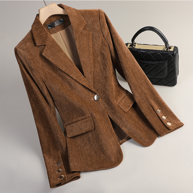 Velvet Blazer Women - Blazer in Velluto Giallo Oro per