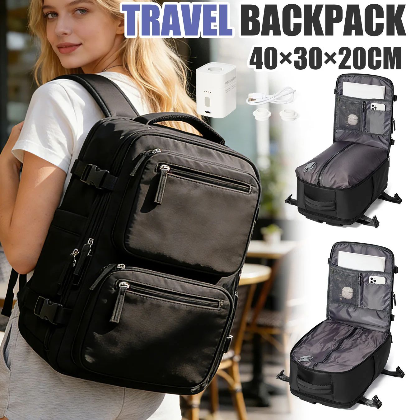 Women'S Fashion Backpack - Zaino da donna con pompa integrata,