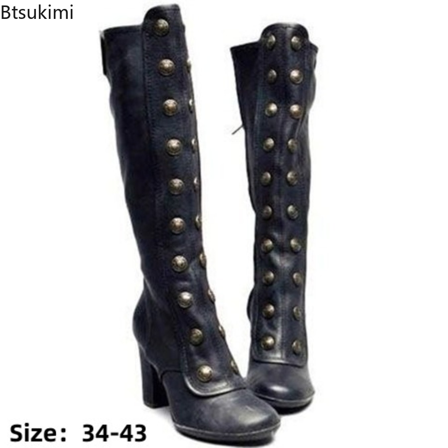 Stivali Neri Retrò con Borchie - Winter Fashion Women Boots recensione e prezzo